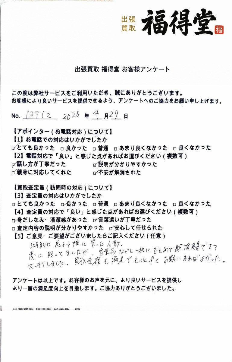 福得堂のお客様アンケート 2026年4月29日 No.13712