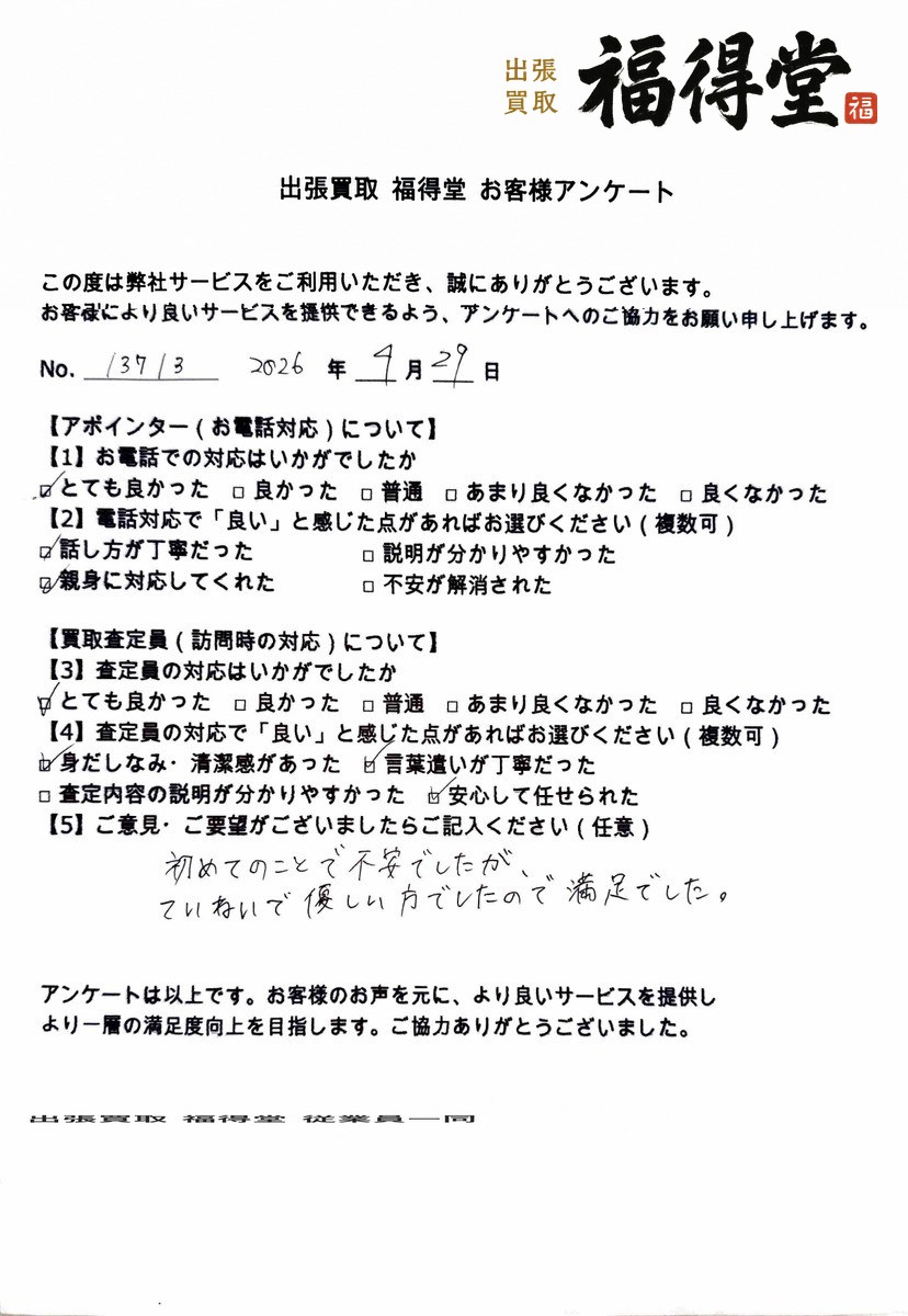福得堂のお客様アンケート 2026年4月29日 No.13713