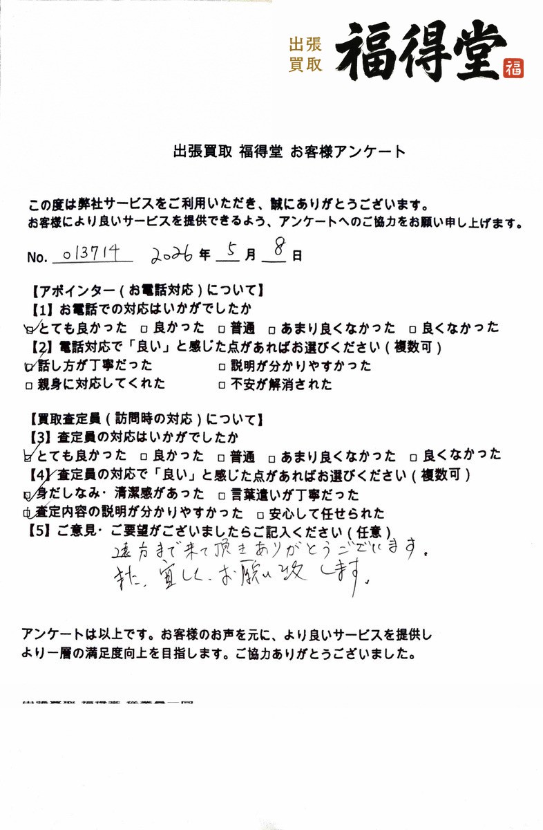福得堂のお客様アンケート 2026年5月8日 No.13714